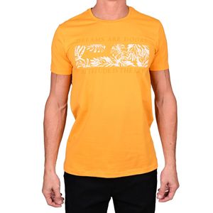 Remera m/c amarillo estampado hombre new green