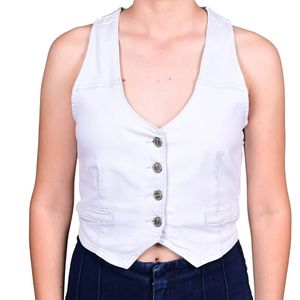 Chaleco Celeste Chaleco-Denim Mujer Tiare