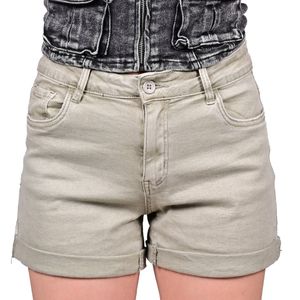 Short Verde Olivo Cuffed Denim Mujer Tiare