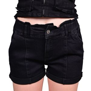 Short Negro Baggi Denim Shorts Mujer Tiare