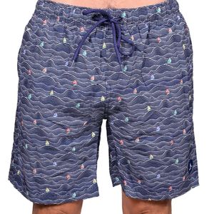 Short de baño azul marino estamp. ondas hombre