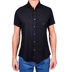 Camisa m/c negro liso con bolsillo hombre beverly