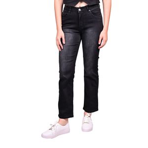 Jeans Negro Straight Fit Tiro Medio Mujer Tiare