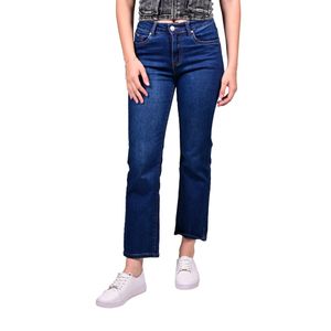 Jeans Azul Denim Straight Tiro Medio Mujer Tiare