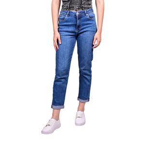 Jeans azul mom fit tiro medio premium mujer tiare