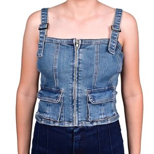Corset Azul Corset-Denim Mujer Tiare