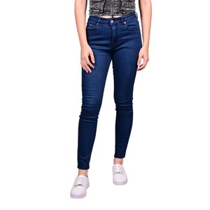 Jeans Azul Osc Skinny Tiro Medio Basico Mujer