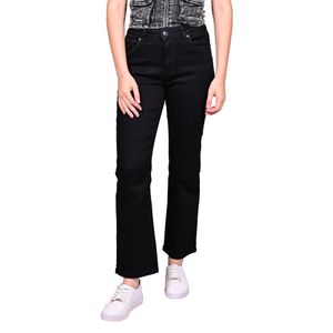 Jeans Negro Straight Fit Tiro Medio Basica Mujer
