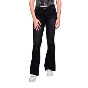 Jeans negro flare tiro medio basica mujer tiare