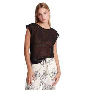 Blusa m/c negro arty floral mujer fds