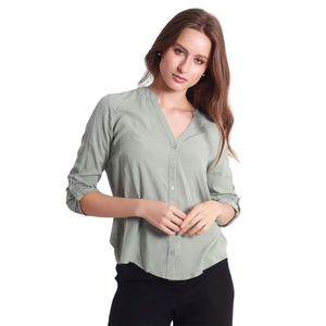 Blusa 3/4 Verde Essencial Mujer Fuera De Serie
