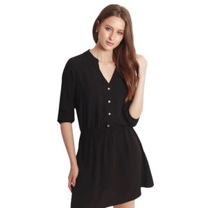 Vestido 3/4 Negro Essencial Mujer Fuera De Serie
