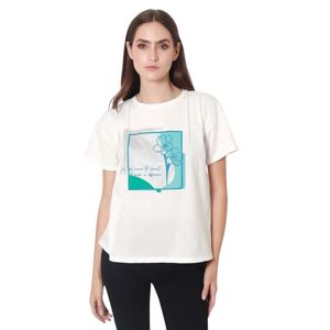 Remera M/C Blanco Denim Mujer Fuera De Serie