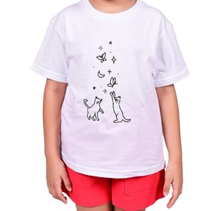 Remera M/C Gatos Blanco Niña Stitches
