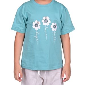 Remera M/C Flores Verde Niña Stitches