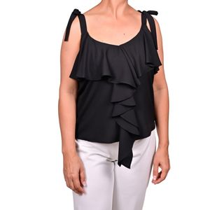 Blusa s/m negro solera con voladitos mujer