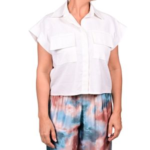 Camisa M/C Marfil Manga Japonesa En Lino Mujer