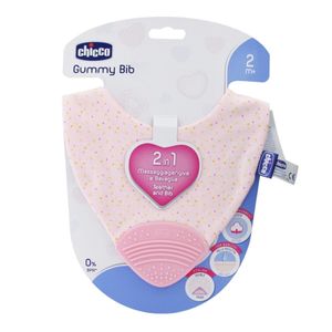 Chicco gummy mordedor y babero 2en1 rosa 2m chicco