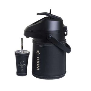 Termo Negro Inox Cuero 2.5 Lts. Indio