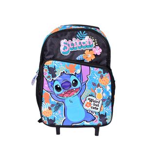 Mochila stitch hawaii c/rueditas grande disney