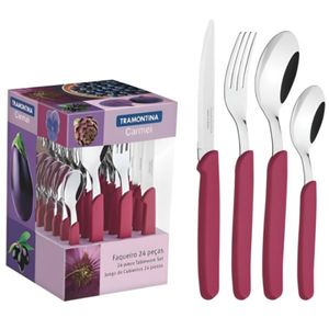 Juego Cubiertos 24 Pzas. Fucsia Carmel
