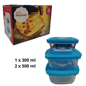 Set 3 Piezas 1x 0729 + 2x 0723 Con Tapa Marinex