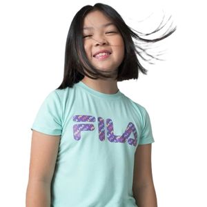 Remera Verde Aqua Lila Moda Letter Niña Fila