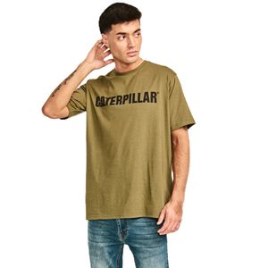 Remera M/C Verde Logo Letter Negro Hombre Cat