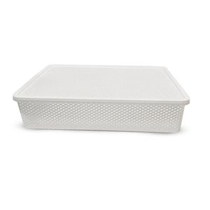 Cesto Organizador C/ Tapa Termoplástico Blanco