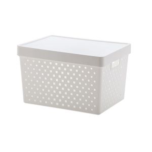 Cesto Organizador C/ Tapa Termoplástico Blanco