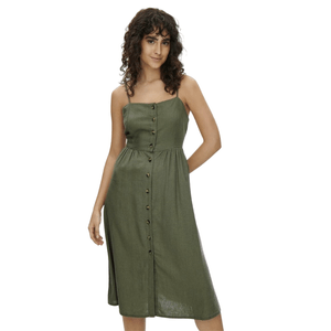 Vestido Verde De Lino Mujer Jacqueline De Yong