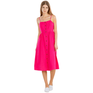 Vestido Fucsia De Lino Mujer Jacqueline De Yong