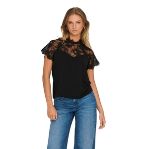 Blusa M/C Cuello Alto Negro Mujer Jdy