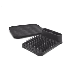 Escurridor De Plastico Negro + Bandeja Escurridora