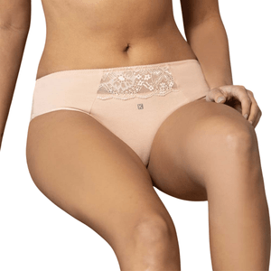 Bombacha Con Encaje Y Faja Beige Mujer Kalua