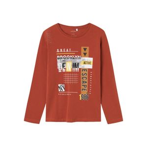 Remera m/l marron niño nameit