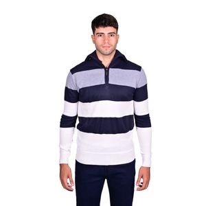 Sweater Azul M. Rayas Zipper Hombre New Green