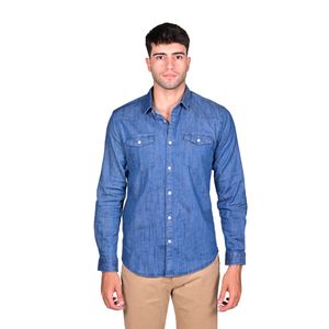 Camisa m/l denim os. doble bol. tapa hombre hummer