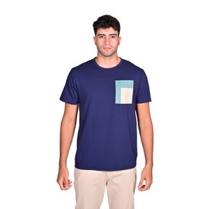 Remera M/C Azul M Graphic Bloques Hombre New Green