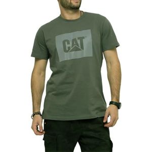 Remera M/C Verde Reflective Logo Box. Hombre Cat
