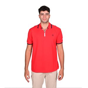 Polo M/C Rojo Detalle Rib Hombre New Green