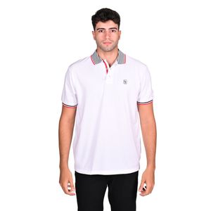 Polo M/C Blanco Detalle Rib Hombre New Green