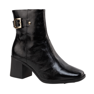 Bota Textura Taco Grueso Negro Mujer Bebece
