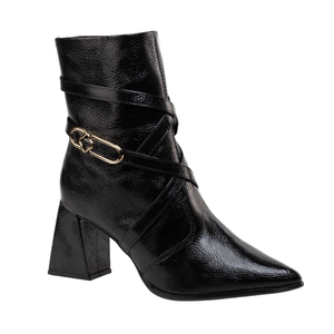 Bota Negra Detalle Dorado Mujer Bebece