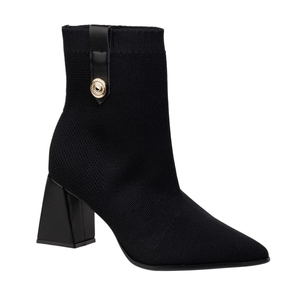 Bota Textura Taco Grueso Negro Mujer Bebece
