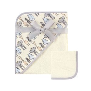 Toalla Capucha Animales Safari Beige Hudson Baby