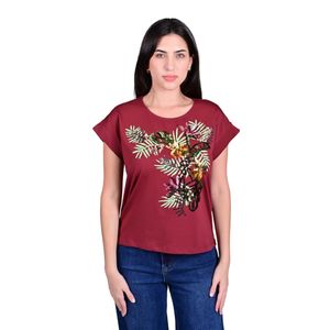 Remera M/C Bordo Con Estampado Mujer Tiare