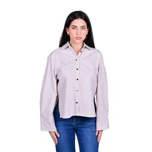Camisa M/L Rayas Blancas/Kaki Mujer Tiare