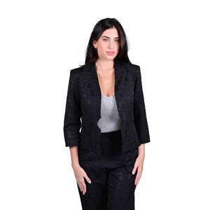 Blazer Tipo Spencer Brocato Negro Mujer Juliette