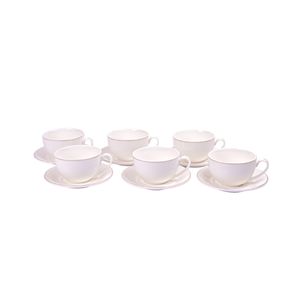 Juego De 6 Tazas De Cerámica C/Borde Dorado 260 Ml